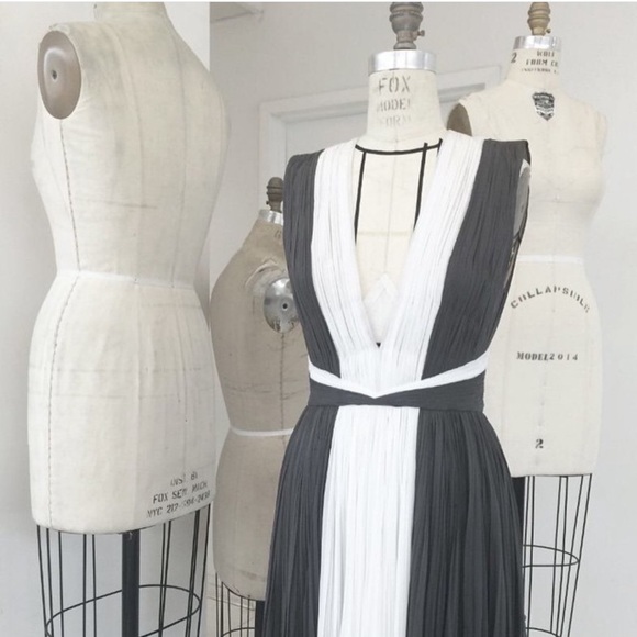 J. MENDEL Cocktail dress in anthracite/ivory silk. - Picture 2 of 16